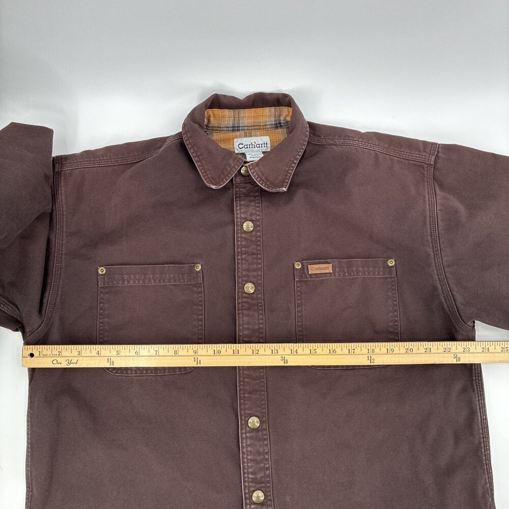 Vintage Carhartt Shirt Jacket Men Medium Brown Duck Canvas Flannel Lined S96DKB - Picture 13 of 15